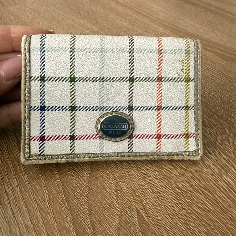 Coach Multicolor Plaid Card Holder